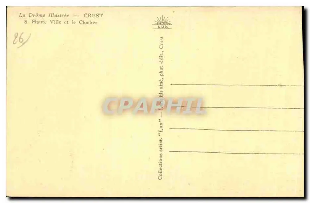 Crest — Alta Cidade e a Torre da Igreja — La Drôme Illustrée - Verso