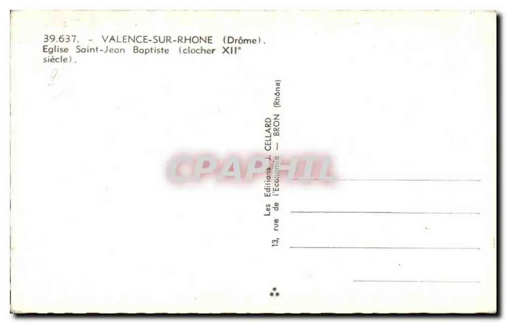 Kirche Saint-Jean-Baptiste — Turm des 12. Jahrhunderts — Les Éditions J. Cellard, Bron (Rhône) - Rückseite