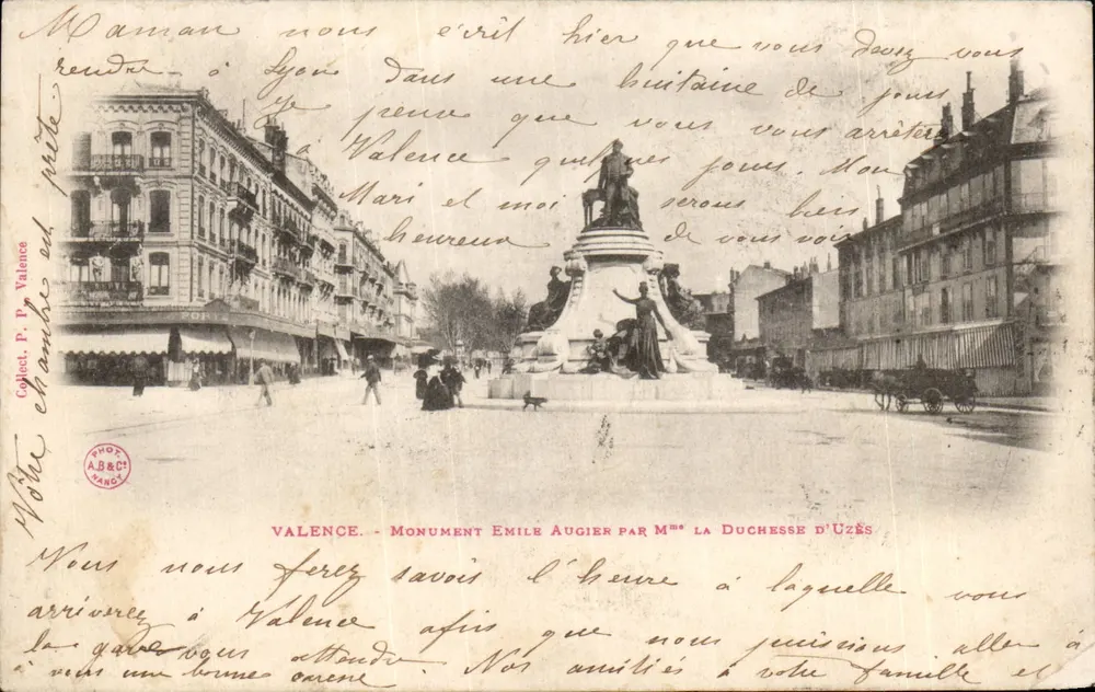 Valence — Denkmal für Émile Augier von Madame la Duchesse d'Uzès - Vorderseite