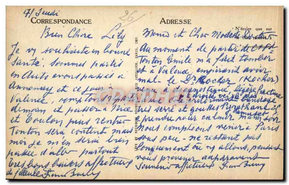 Valence — Avenue Gambetta und Crussol — LL - Rückseite