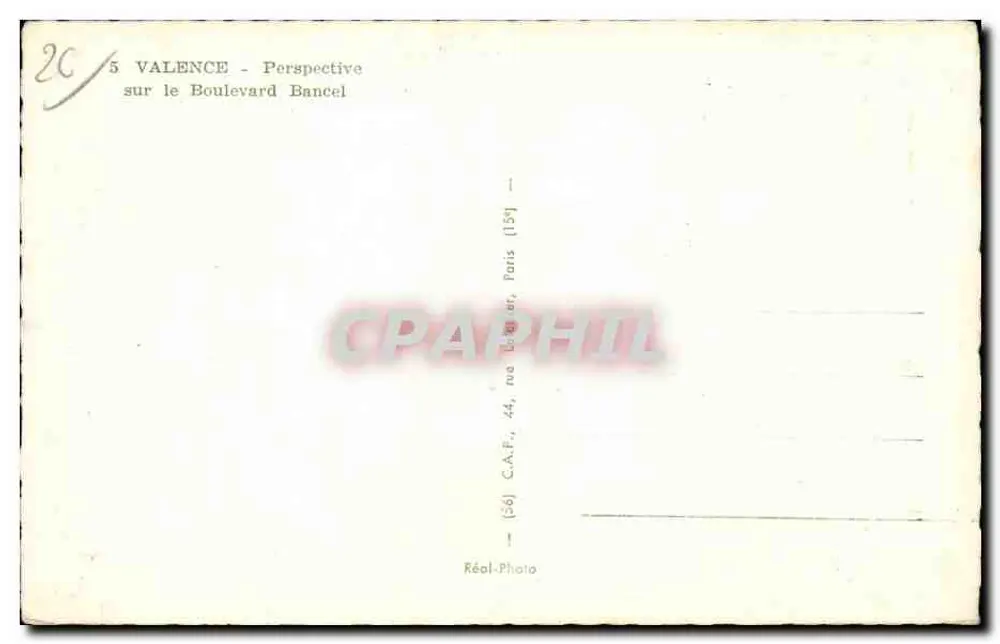 Valence — Perspectiva do Boulevard Bancel — C.A.P. (26) Paris - Verso
