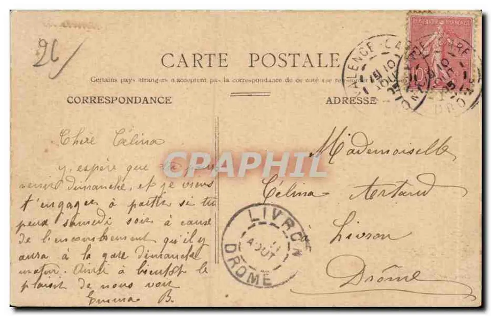 Valence — Le Parc Jouvèt und die Avenue Gambetta — Unbekannter Verlag, Nr. 46 - Rückseite