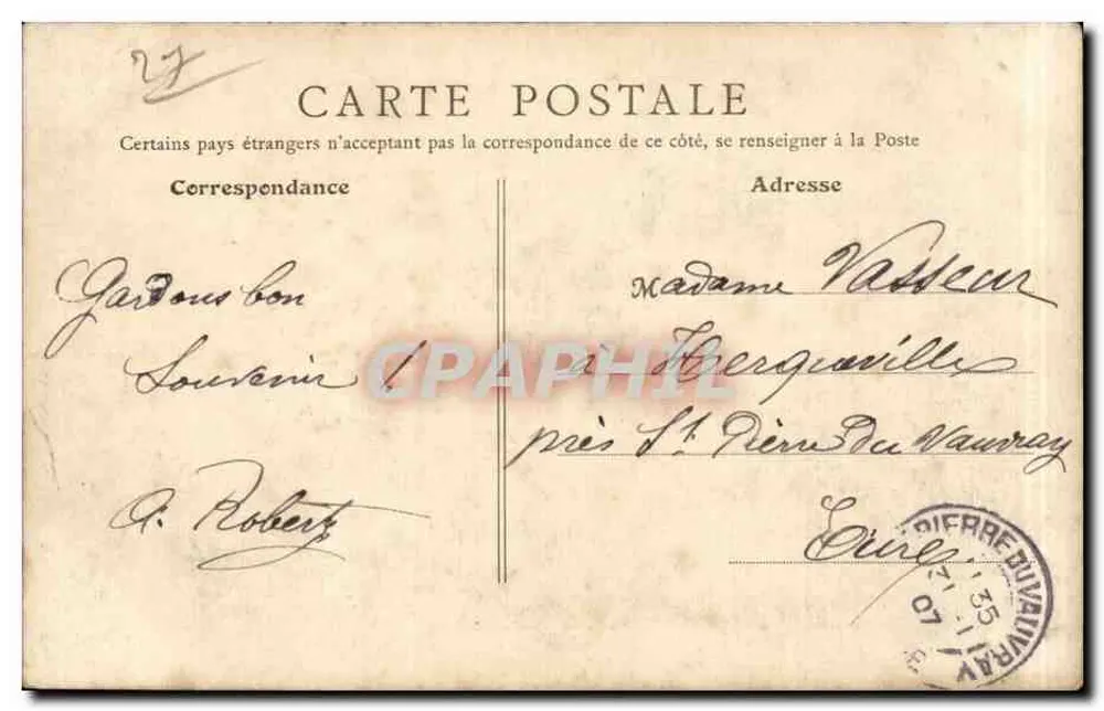 Évreux — Kathedralplatz, links die Sparkasse — B.F., Paris, Nr. 39 - Rückseite