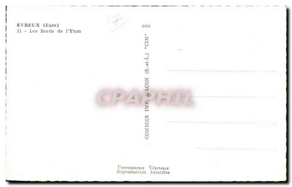 Evreux (Eure) — As Margens do Yton — Combier Imp. (S.-et-L.) - Verso