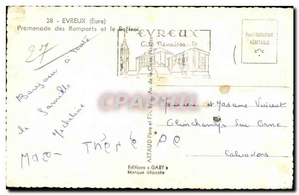Evreux (Eure) — Promenade der Mauern und der Glockenturm — Editions Gaby - Rückseite