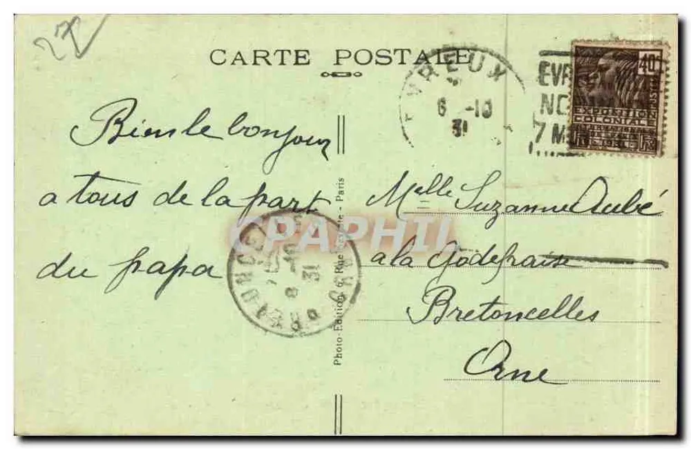 Évreux (Eure) — L'Hotel de Ville - Verso