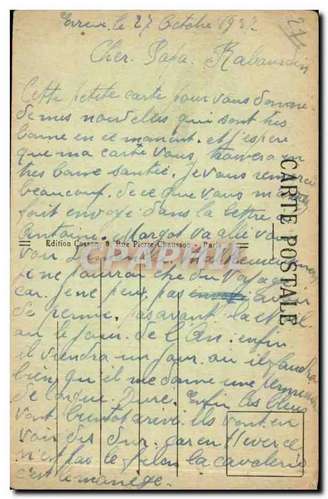 Évreux — O Bairro da Cavalaria — C. M. - Verso