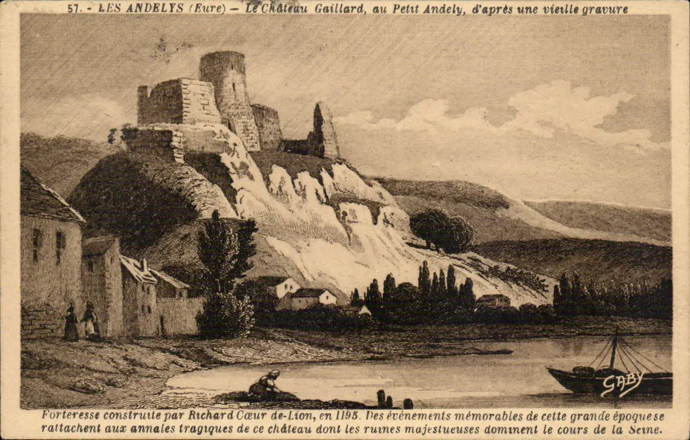 Les Andelys (Eure) — Schloss Gaillard, am Petit Andely, nach einer alten Gravur — Gaby, n°57 - Vorderseite