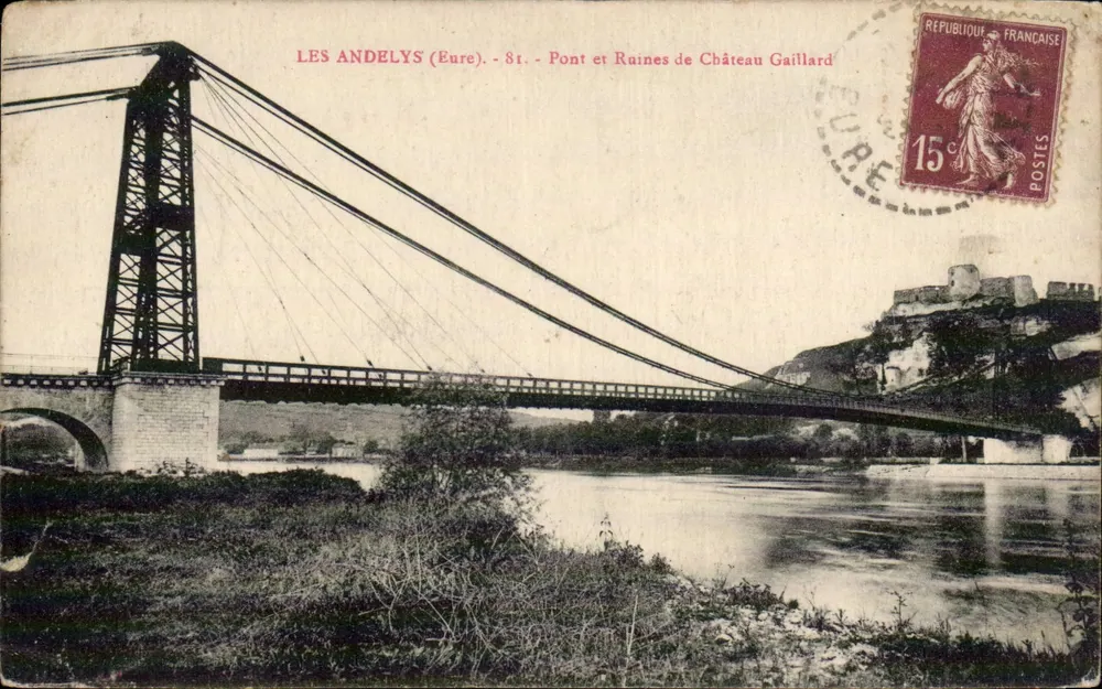 Les Andelys (Eure) - Brücke und Ruinen von Château Gaillard - Vorderseite