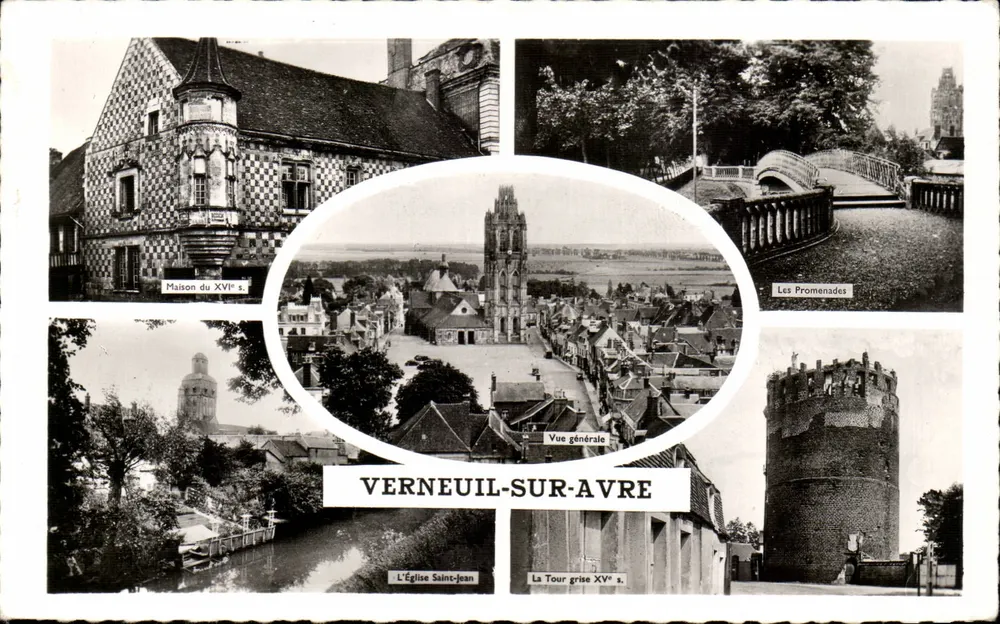 VERNEUIL-SUR-AVRE — Vista geral e monumentos — Edições Gaby, Nantes - Frente