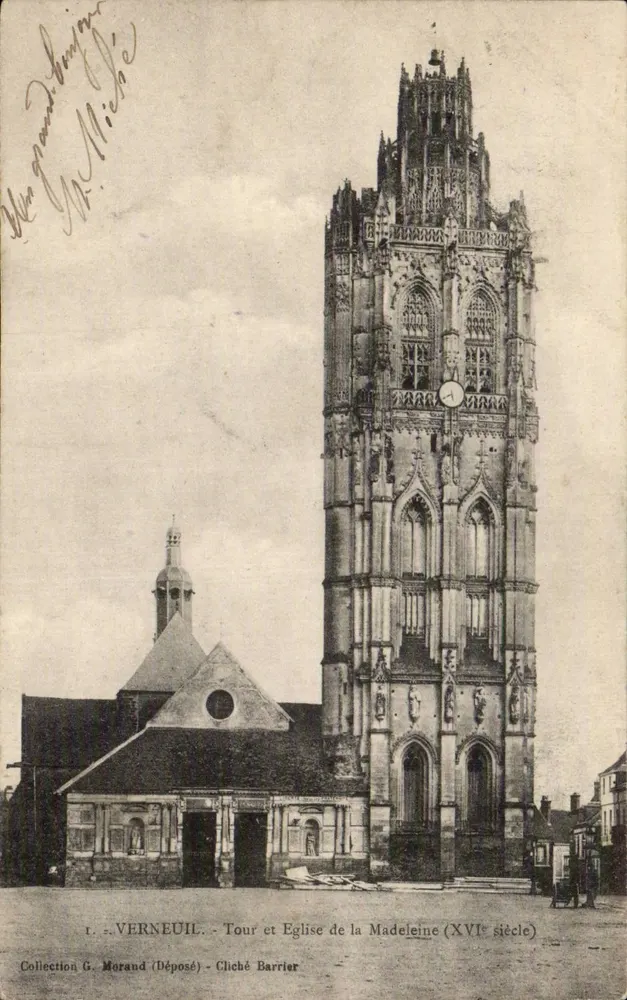 Verneuil - Turm und Kirche der Madeleine (16. Jahrhundert) - Cliché Barrier - Vorderseite