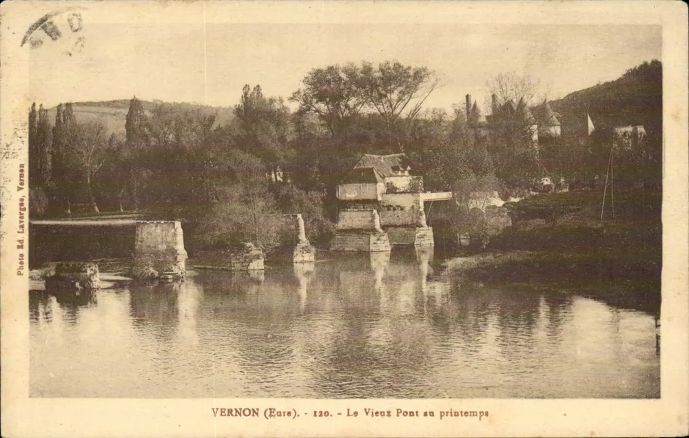 Vernon (Eure) — Der Alte Brücke im Frühling — Photo Éd. Laxorgue, Vernon, n°120 - Vorderseite