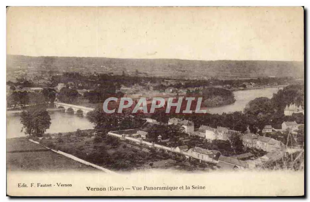 Vernon (Eure) — Panoramablick und die Seine — Verlag F. Fautret - Vernon - Vorderseite