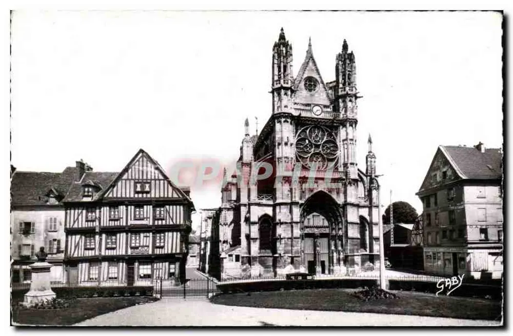 Vernon (Eure) — Catedral (séculos XII e XIV) e casa de estilo Renascentista (século XIII) - Frente