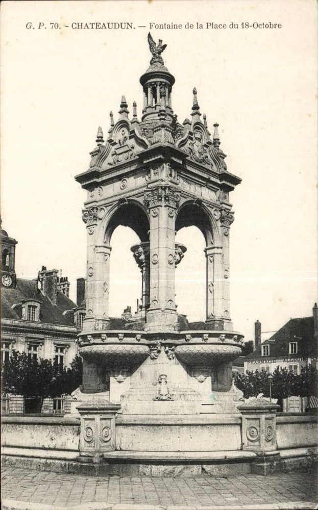 Châteaudun — Fontäne des 18. Oktober-Platz — G.P. 70 - Vorderseite