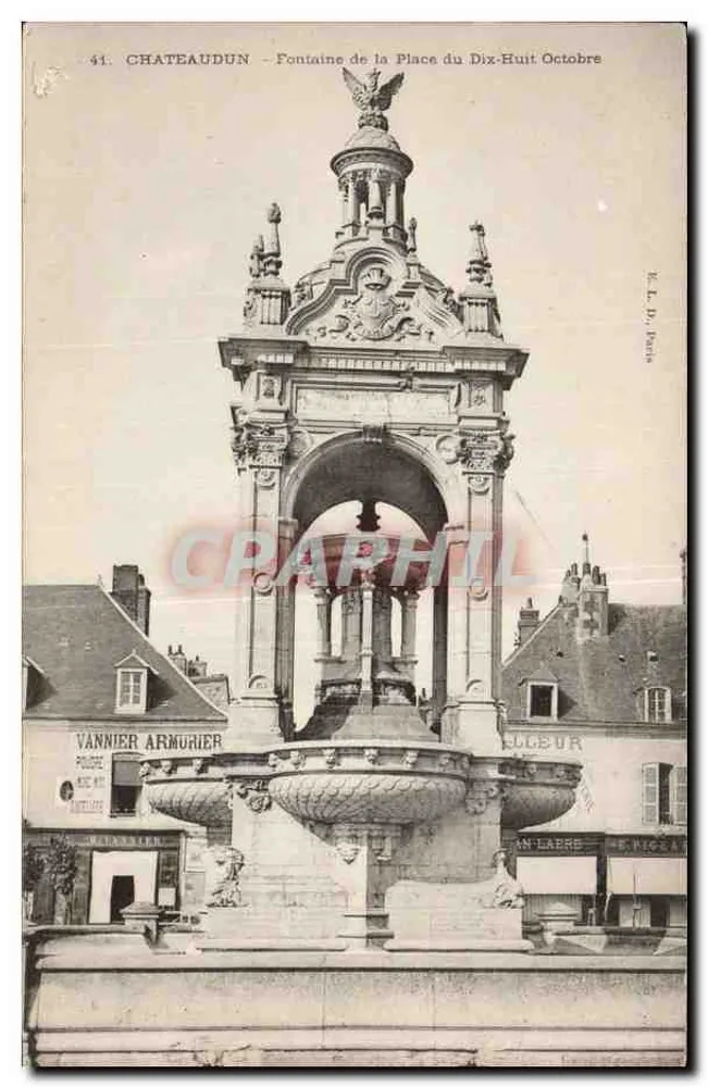 Châteaudun — Fontäne der Place du Dix-Huit Octobre — Vannier Armurier, n°41 - Vorderseite
