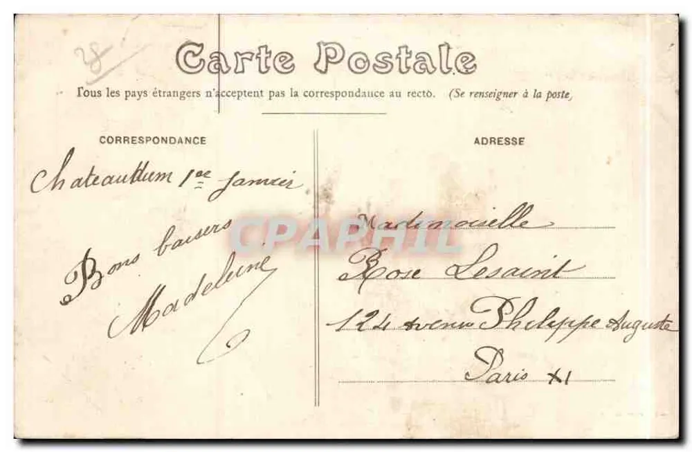 Châteaudun — 18 Outubro 1870 — O Combate na Praça (Quadro de Philippoteaux no Hotel de Ville) - Verso