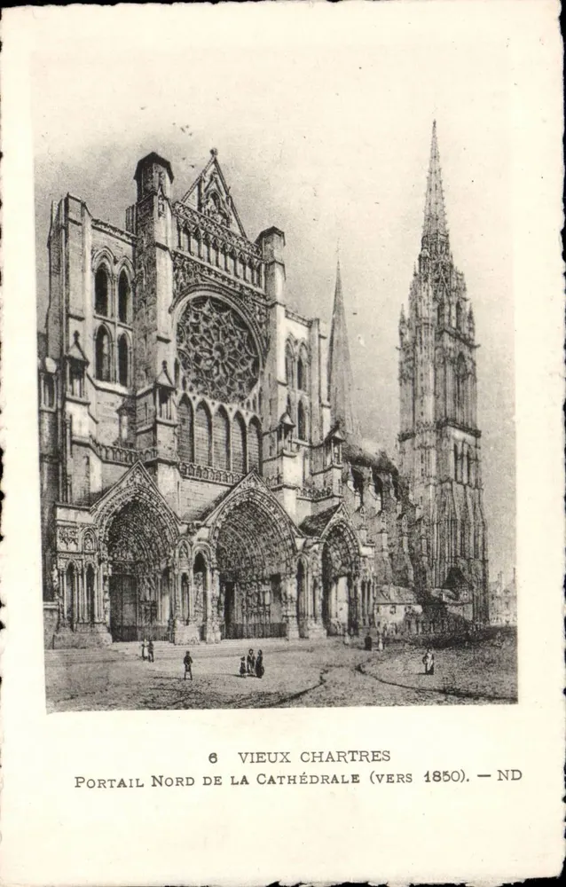 Altes Chartres — Nordportal der Kathedrale (um 1850) — ND - Vorderseite