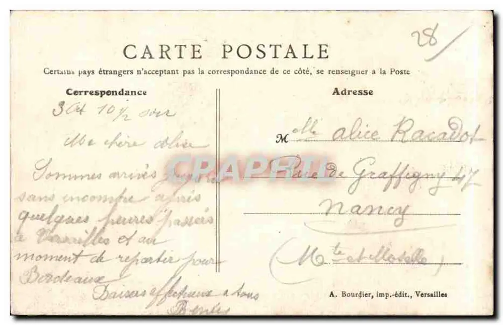Chartres (E-et-L.) — Vista geral tirada de Cachemback — A. Bourdier, imp.-edit., Versailles - Verso