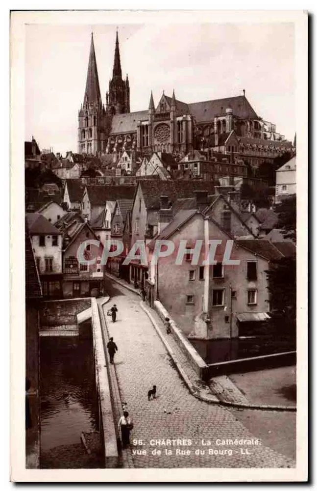 Chartres - Die Kathedrale, Ansicht von der Rue du Bourg - LL - Vorderseite