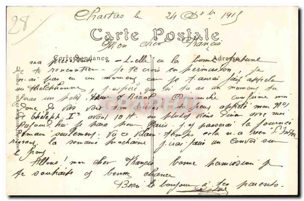 Chartres — Ansicht vom Eure, der Courtille — ND. Phot. - Rückseite
