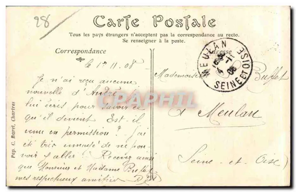 Chartres — A Porta Guilherme — ND Fot - Verso