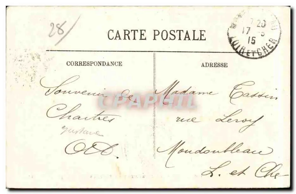 Chartres — O Monumento de Pasteur — LL, n°113 - Verso