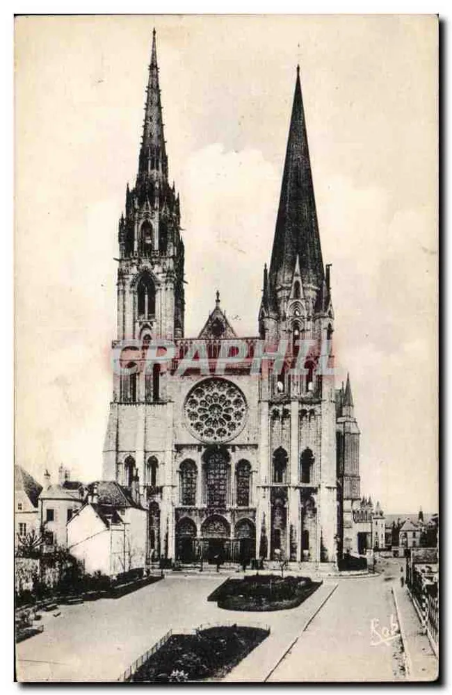 Catedral de Nossa Senhora de Chartres — fachada oeste — editor Robert Lalliet, n° 23 - Frente
