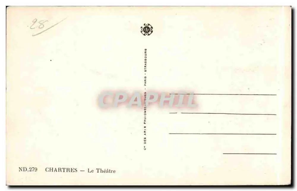 Chartres — O Teatro — C° dos Artes Phumoécriturés, Paris - Verso