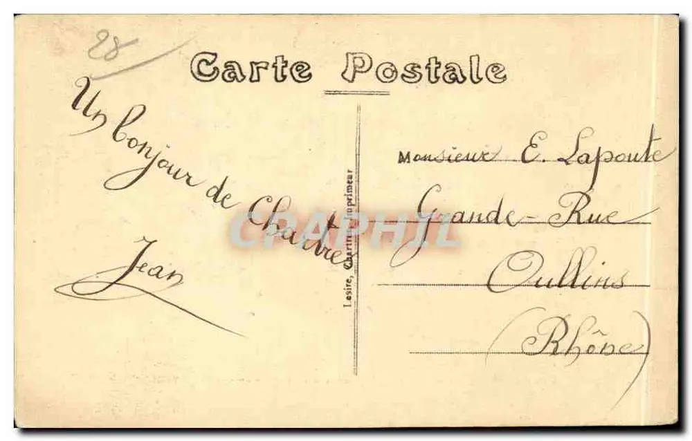 Chartres — Estátua de MARCEAU — L. V. - Verso