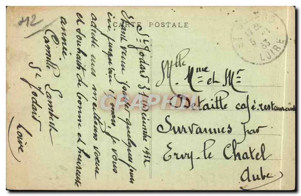 Sanatório de SAINT-JODARD (Loire) — Vista das Curações — Editor: Paris-Editor, Bouanne - Verso