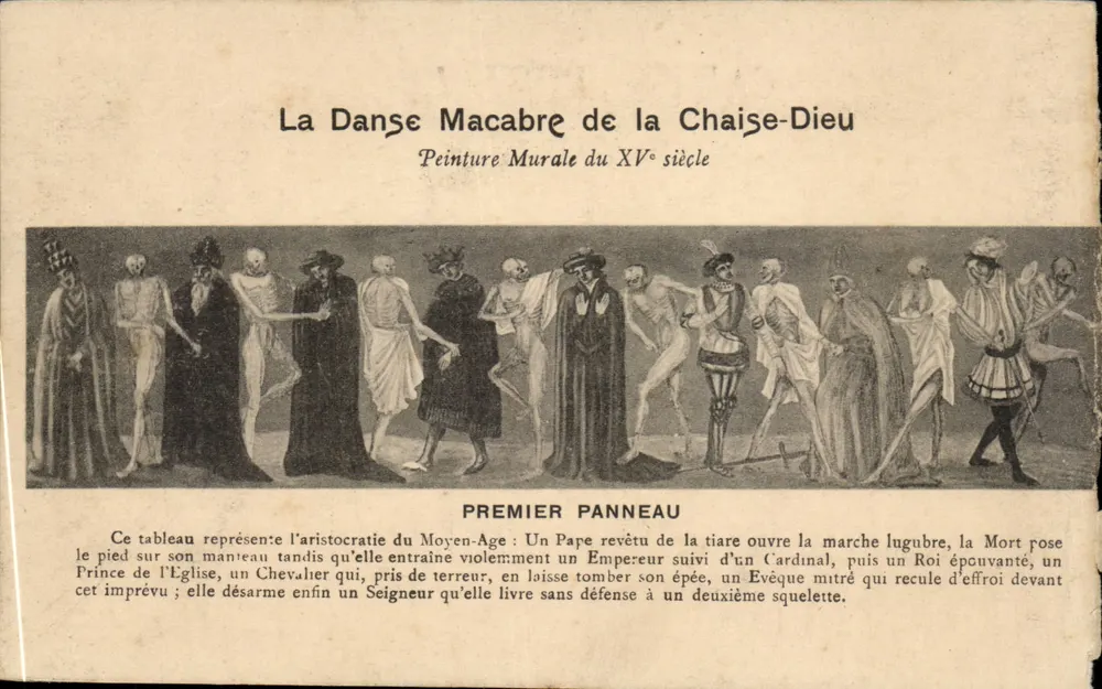 Die Totentanz von La Chaise-Dieu — Wandmalerei des 15. Jahrhunderts — Erster Panel - Vorderseite