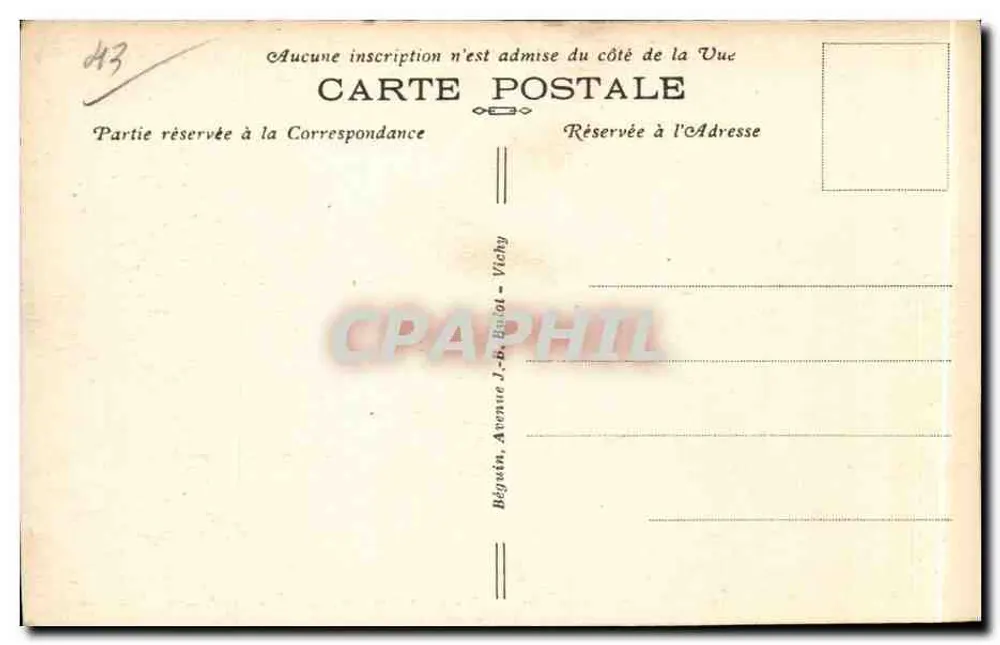 La Chaise-Dieu — Vue générale (Côté Nord Ouest) — Station estivale remarquable à 1080 m d'alt., Cure d'air — Éditeur Féal, n° 8411 - Verso