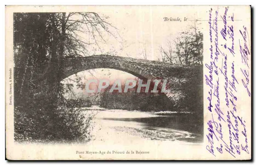 Mittelalterbrücke des Prämonstratenserstifts La Bajeasse — Brioude, die — Borita, lith. & Brinado - Vorderseite