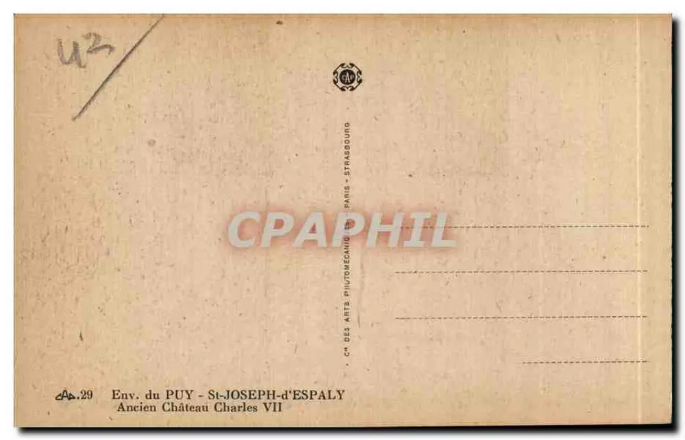 Puy-Saint-Charles VII — Altes Schloss — Verlag: C.A. des Arts Piétochromiques, Paris - Rückseite