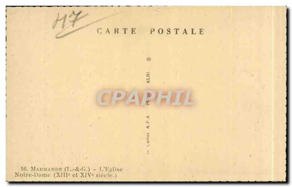 Marmande — Kerk van Onze Lieve Vrouw (XIIIe en XIVe eeuw) — Cartes A.P.A. - Achterkant