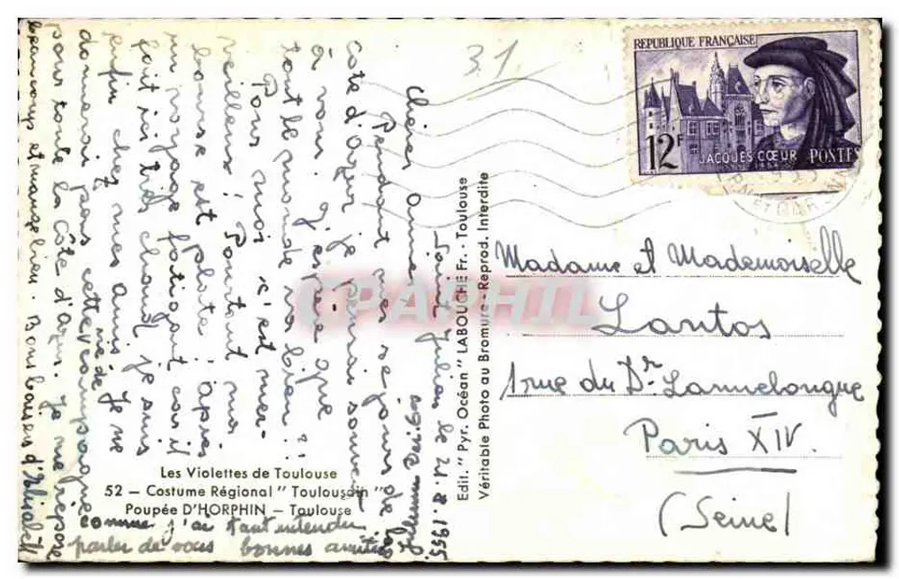 Zwei Puppen im regionalen Toulouser Kostüm — Verlag: Labouche Frères, Toulouse, Nr. 5561 - Rückseite