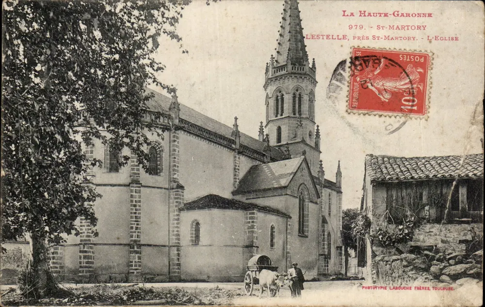 L'Église de Lestelle, près St-Martory — La Haute-Garonne — Phototypie Labouche Frères, Toulouse - Frente
