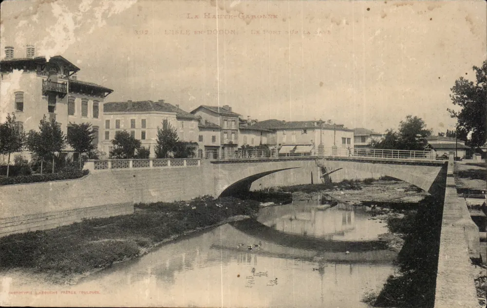 L'Isle-en-Dodon — Le pont sur la Save — Phototypie Labouché Frères, Toulouse - Recto