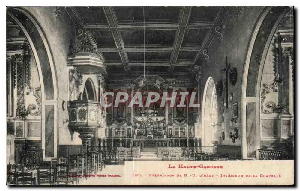 Haute-Garonne - Pilgerfahrt der N.-D. d'Alet - Innenraum der Kapelle - Vorderseite
