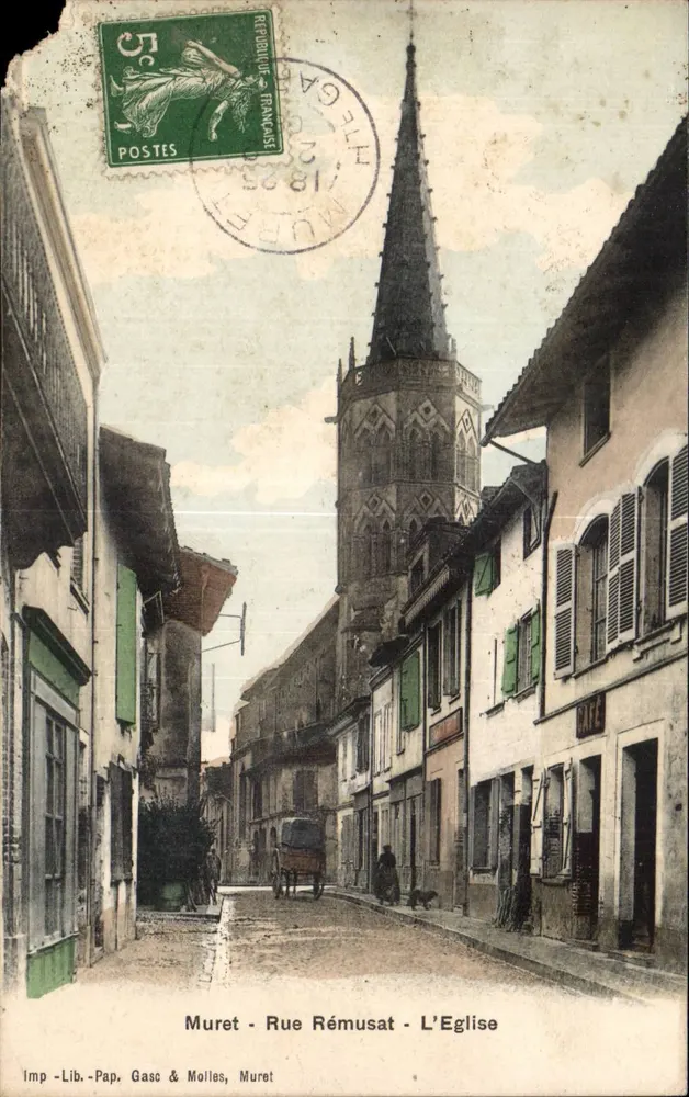 Muret - Rue Rémusat - De Kerk — Imp. Lib. Pap. Gasc & Molles, Muret - Voorkant