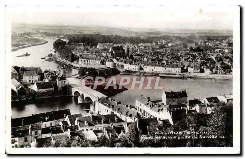 Montereau — Panorama aus Sicht von Surville — Real Photo - Vorderseite