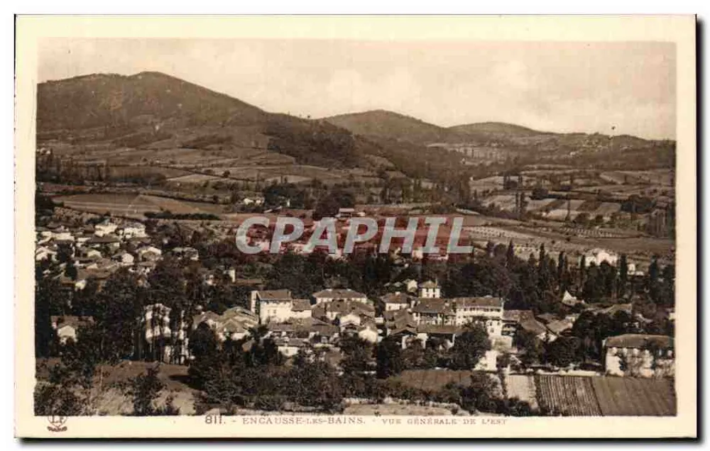Encausse-les-Bains — Vista geral do leste — Edições Pirineus-Océano, Toulouse - Frente