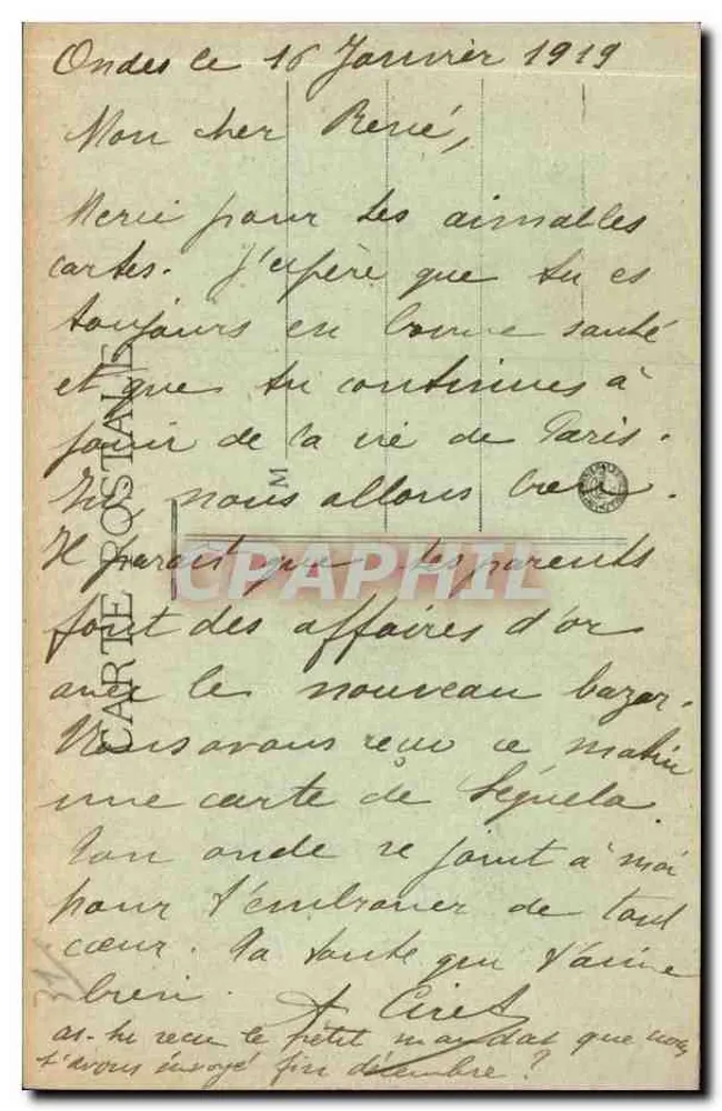 Ondes — As Margens do Hers — Editor não identificado, número de série não visível - Verso