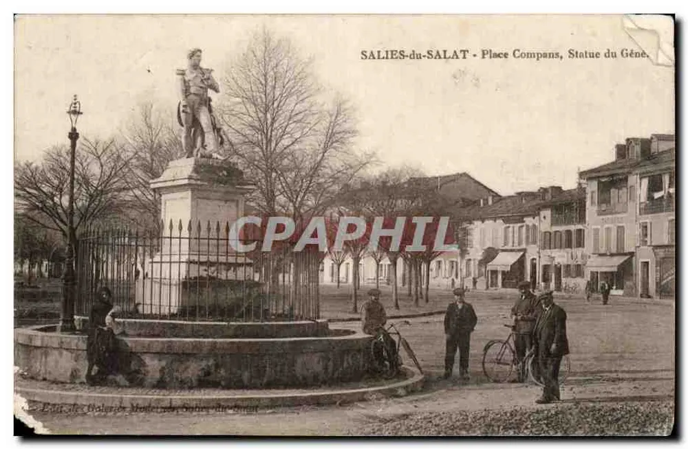 SALIES-du-SALAT - Place Compans, Statue du Général — éditeur : Édit. des Galeries Modernes, Salses-du-Salat - Voorkant