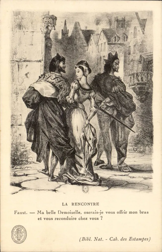 A Encontro — Faust propondo à Dama de lhe oferecer seu braço — Bibliothèque nationale, Cabinet des Estampes - Frente