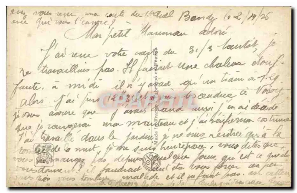 Frau sitzt unter Kiefern — L'Heure Mauve — Salon A.F. n°2033, Verlag A.N. Paris - Rückseite