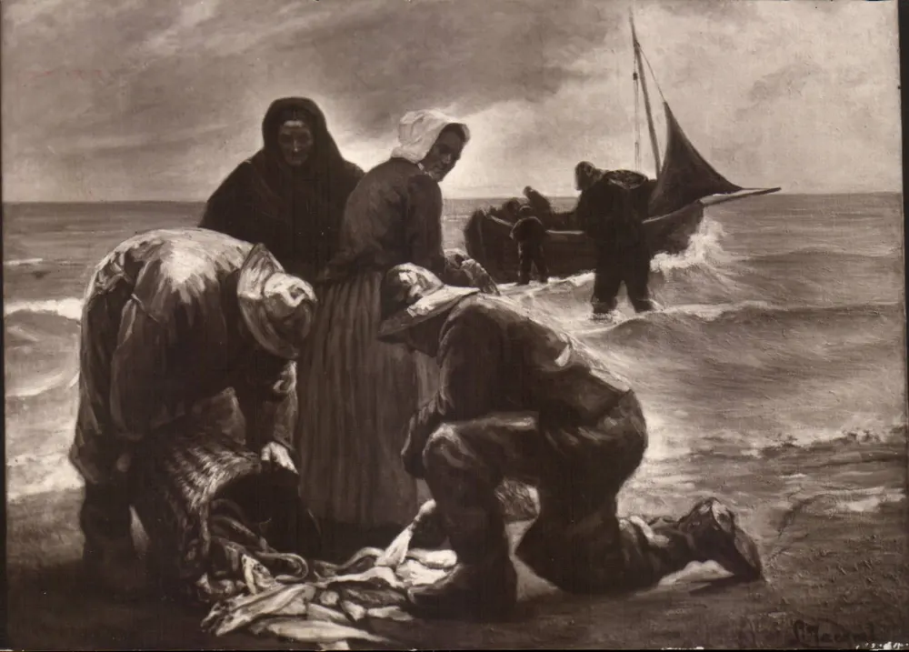 Fischer und Fischerinnen am Strand — Werk von L. Macquet — Ausgabe - Vorderseite