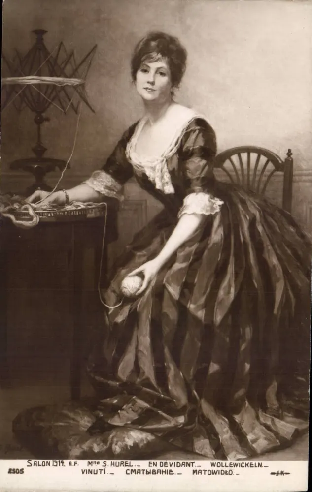 Frau S. Hurel — Wollwickeln — Salon 1914 — Verlag J. Hurel, Nr. 4505 - Vorderseite