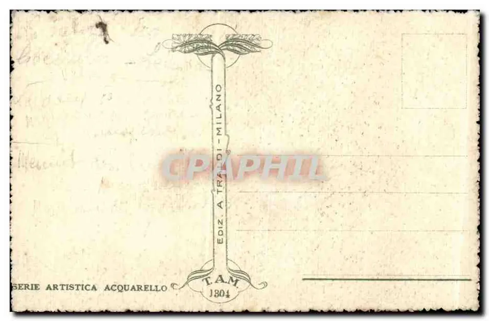Segelboot am Abend — Verlag T.A.M. Mailand — Serie Artistica Acquarello Nr. 1804 - Rückseite